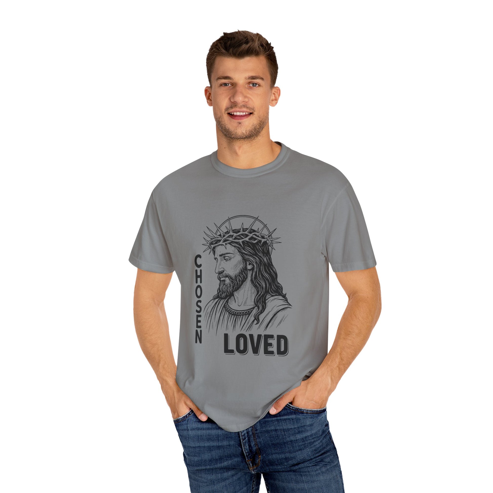 “Chosen Loved” by AARQ Unisex Garment-Dyed T-shirt - Faith-Inspired Tee for Christians, Perfect Gift for Religious Occasions, Spiritual Wear