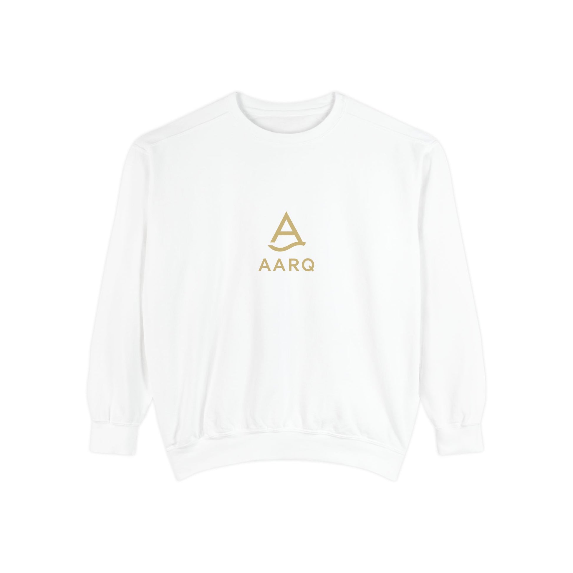 AARQ Garment-Dyed Unisex Sweatshirt with Minimalist Logo, Casual Fashion, Cozy Gift, Comfortable Layer, Trendy Streetwear