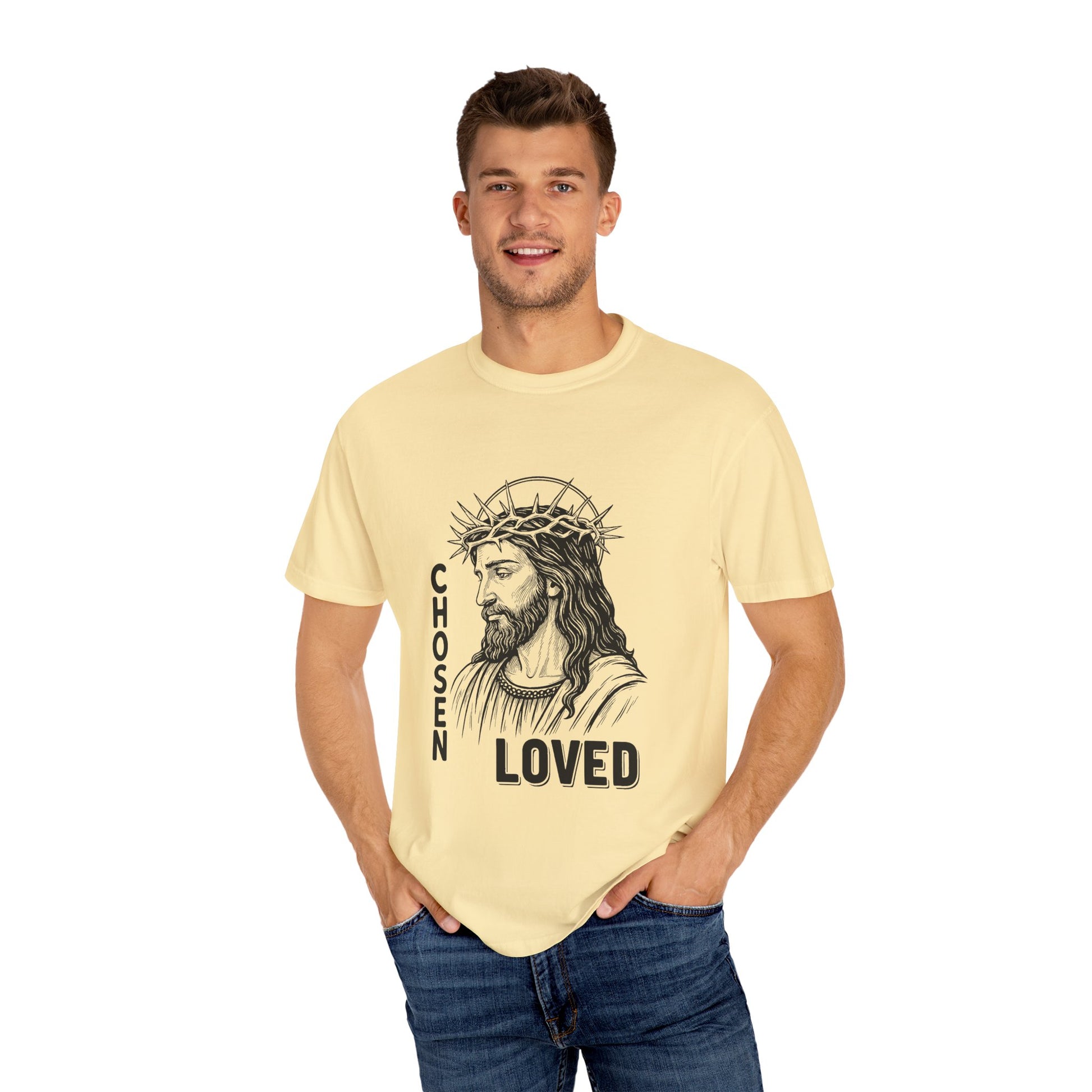 “Chosen Loved” by AARQ Unisex Garment-Dyed T-shirt - Faith-Inspired Tee for Christians, Perfect Gift for Religious Occasions, Spiritual Wear
