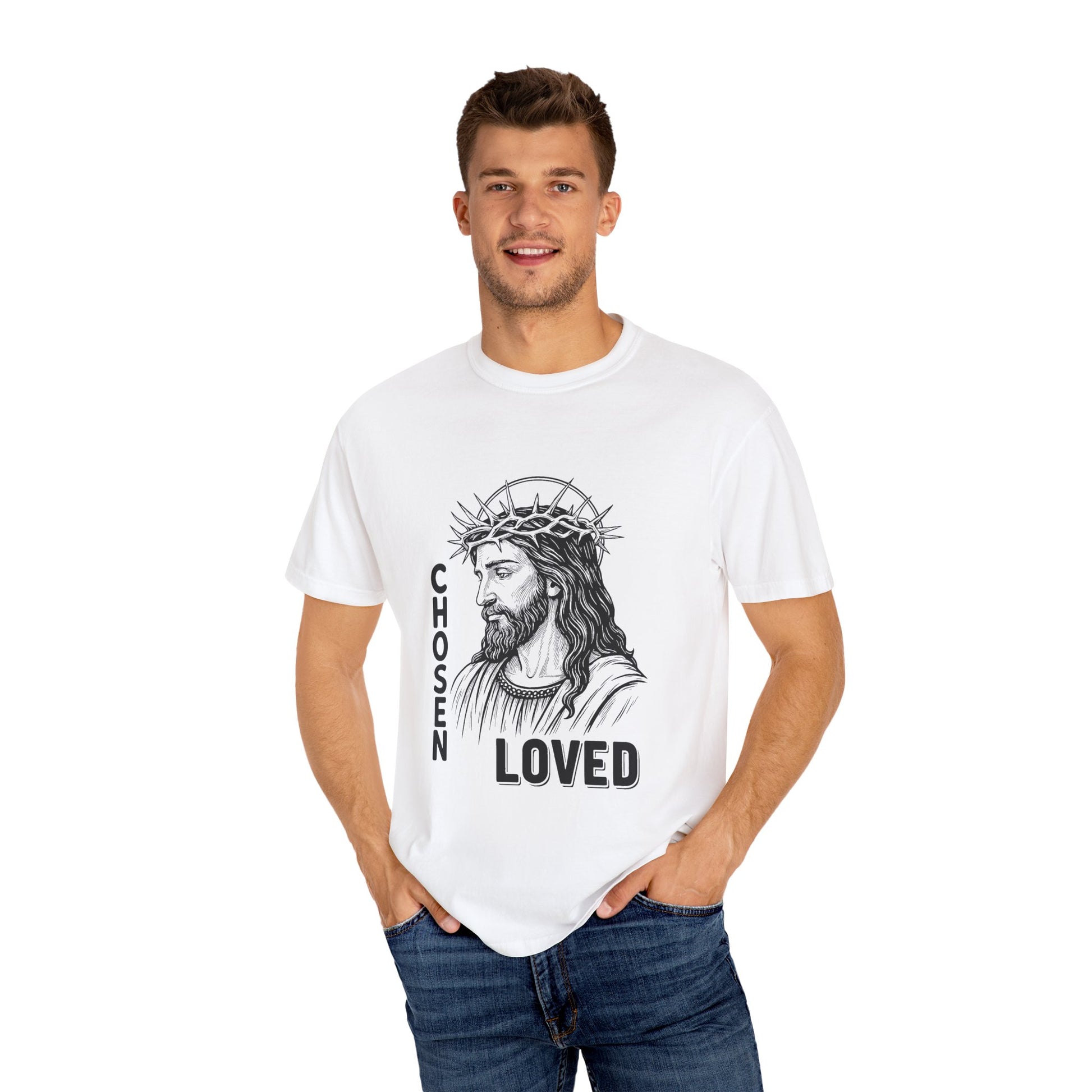 “Chosen Loved” by AARQ Unisex Garment-Dyed T-shirt - Faith-Inspired Tee for Christians, Perfect Gift for Religious Occasions, Spiritual Wear