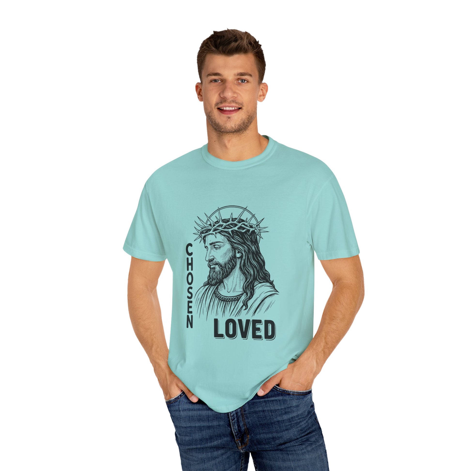 “Chosen Loved” by AARQ Unisex Garment-Dyed T-shirt - Faith-Inspired Tee for Christians, Perfect Gift for Religious Occasions, Spiritual Wear