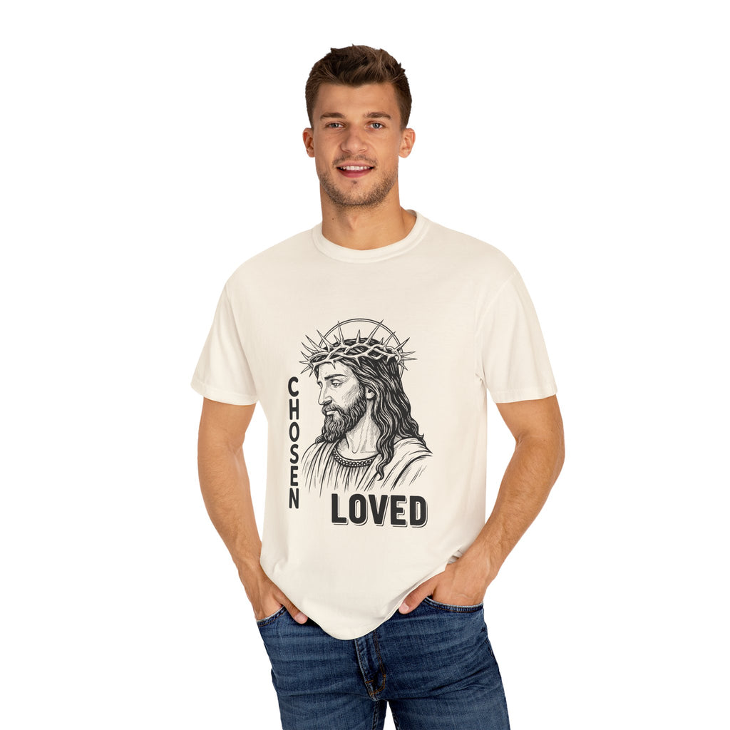 “Chosen Loved” by AARQ Unisex Garment-Dyed T-shirt - Faith-Inspired Tee for Christians, Perfect Gift for Religious Occasions, Spiritual Wear