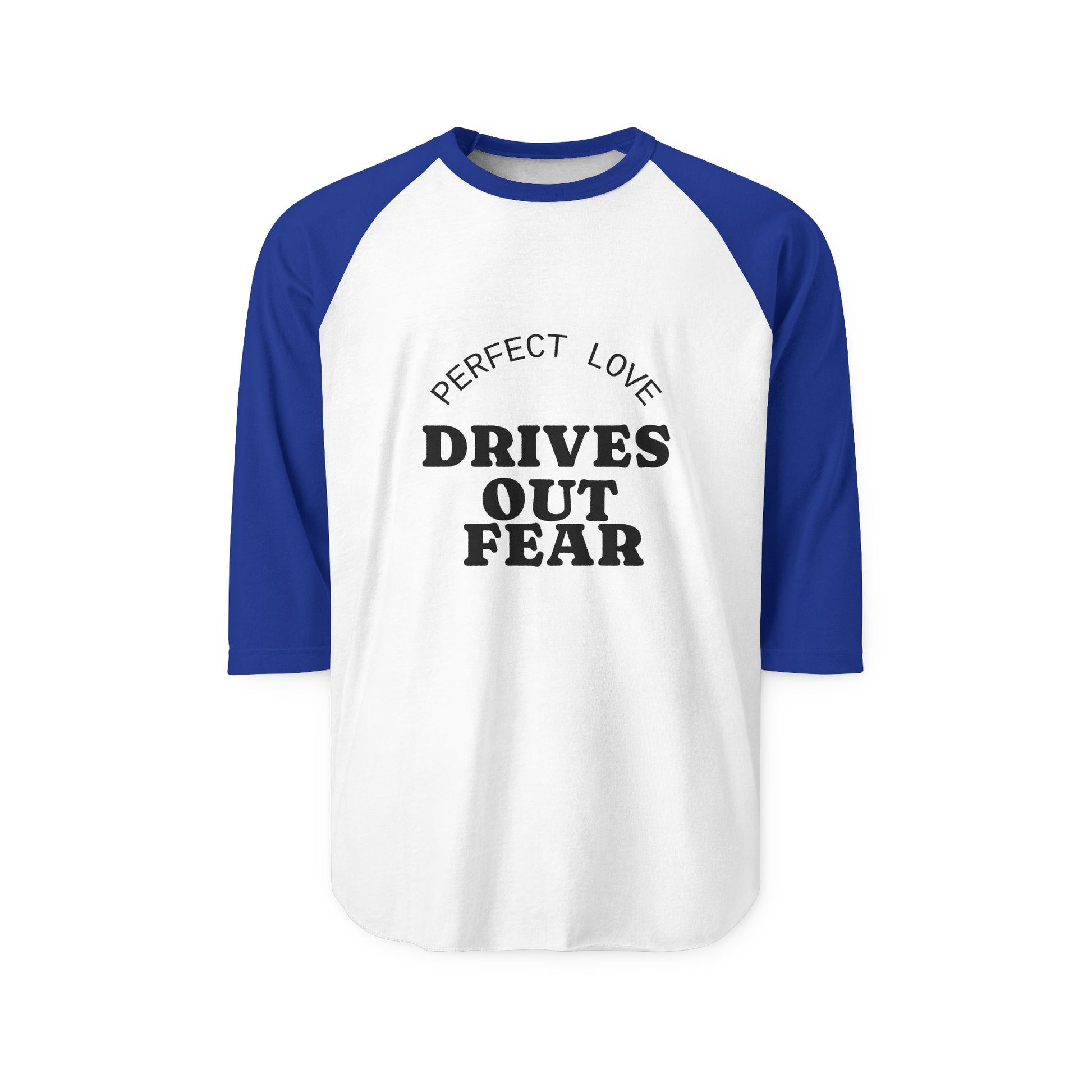 “Know Love No Fear” Three-Quarter Sleeve Raglan Shirt with "Know Love No Fear" - Casual Tee, Motivational Apparel,Everyday Wear