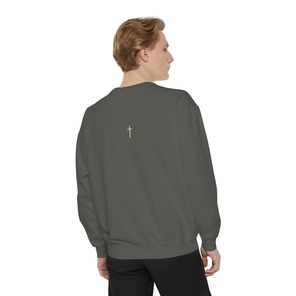 AARQ Garment-Dyed Unisex Sweatshirt with Minimalist Logo, Casual Fashion, Cozy Gift, Comfortable Layer, Trendy Streetwear